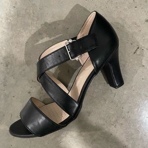 Black open toe heel